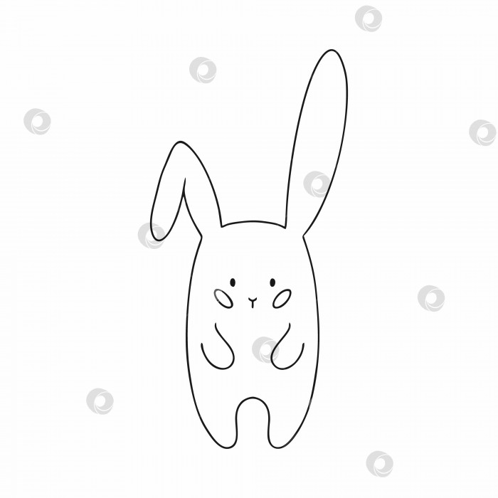 Скачать Милый кролик, нарисованный маркером. Рисунок зайца от руки. Векторная иллюстрация для детей. Открытки с животными. фотосток Ozero