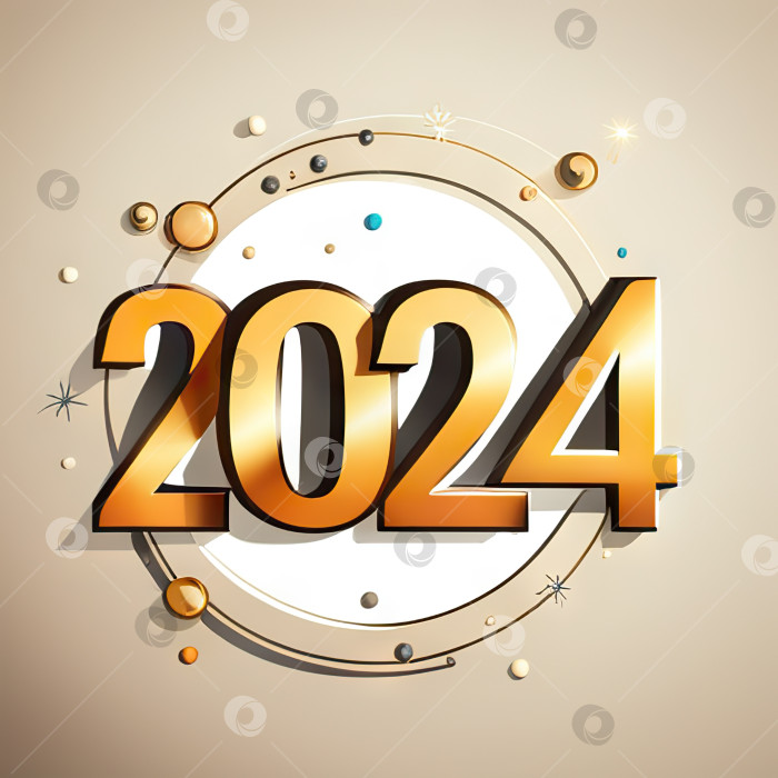 Скачать Поздравительная открытка с Новым 2024 годом. Генеративный искусственный интеллект фотосток Ozero