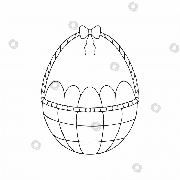 Скачать Корзина с пасхальными яйцами. Иконка в стиле каракули. Векторная иллюстрация к празднику Пасхи. фотосток Ozero