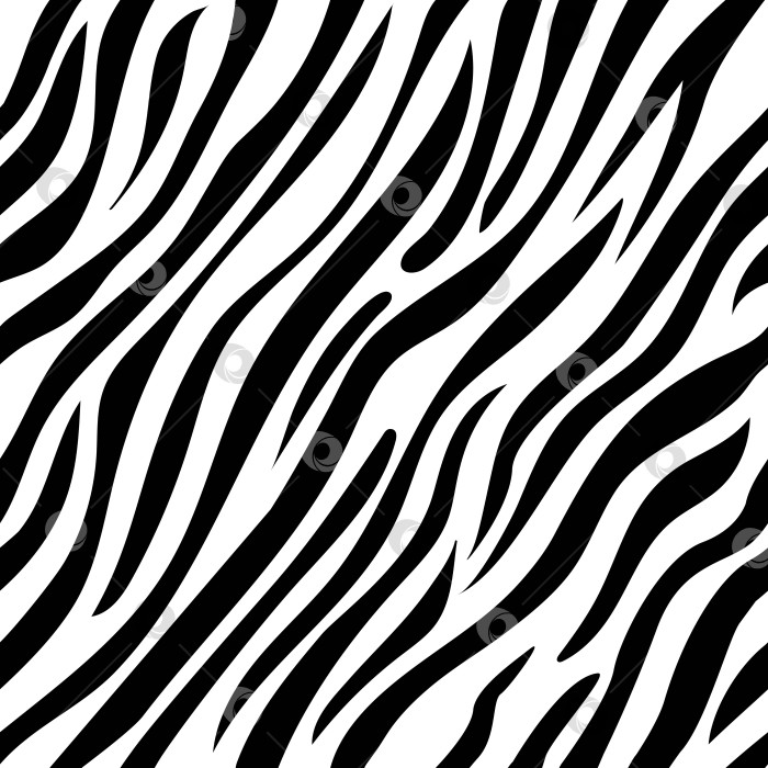 Скачать Зебра, бесшовный анималистический узор. Абстрактная черно-белая иллюстрация. Сафари, шкура животного. Для обоев, ткани, упаковки, фона фотосток Ozero