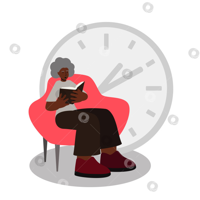 Скачать Пожилая женщина читает книгу, смеясь, изолированная векторная иллюстрация времени фотосток Ozero