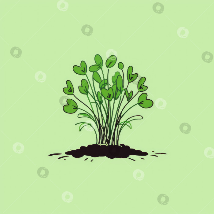 Скачать Рисунок микрозеленых растений в стиле логотипа на зеленом фоне фотосток Ozero