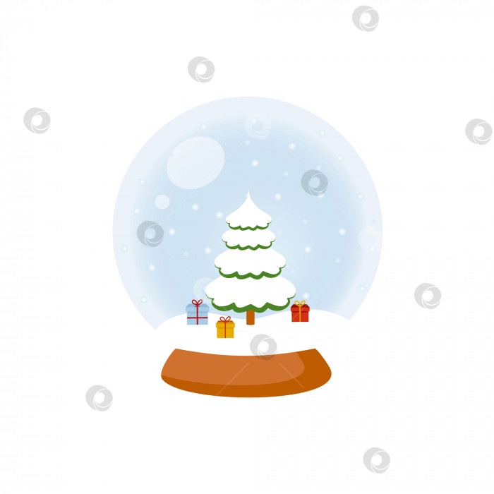 Скачать Волшебный стеклянный шар с рождественской елкой и подарками. Украшение рождественской елки. фотосток Ozero