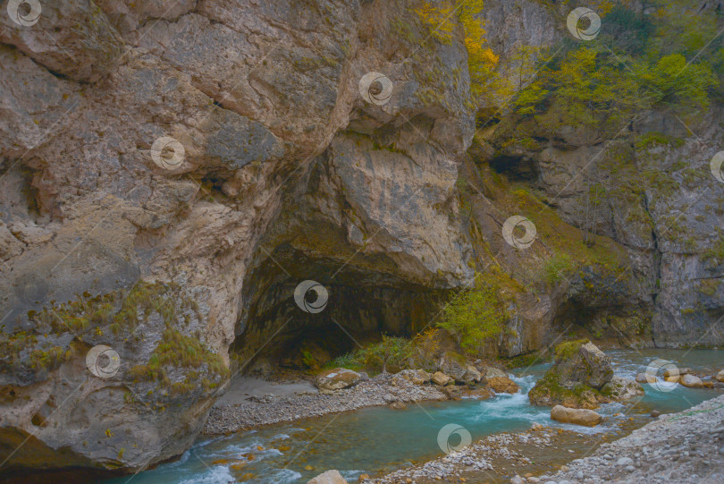 Скачать Живописный вид на деревья и реку в горах осенью фотосток Ozero