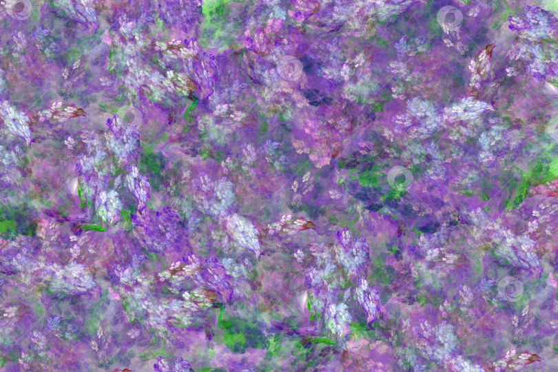 Скачать Сиреневый абстрактный весенний фон, стилизованный под акварельный рисунок с пятнами, похожими на цветы и листья сирени. 3d рендеринг. 3d иллюстрация. фотосток Ozero