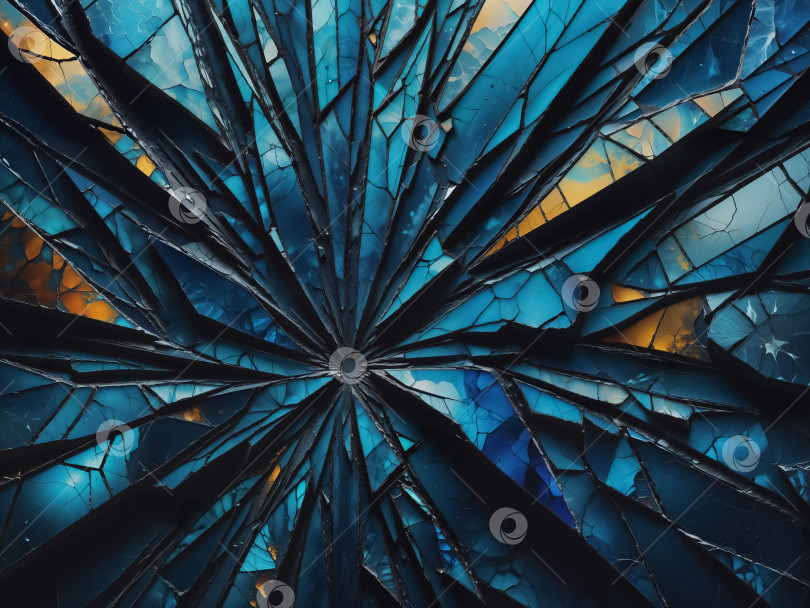 Скачать Абстрактный фон из разбитого витража в синих тонах фотосток Ozero