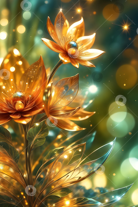 Скачать фантастические фантазийные светящиеся полупрозрачные цветы фотосток Ozero