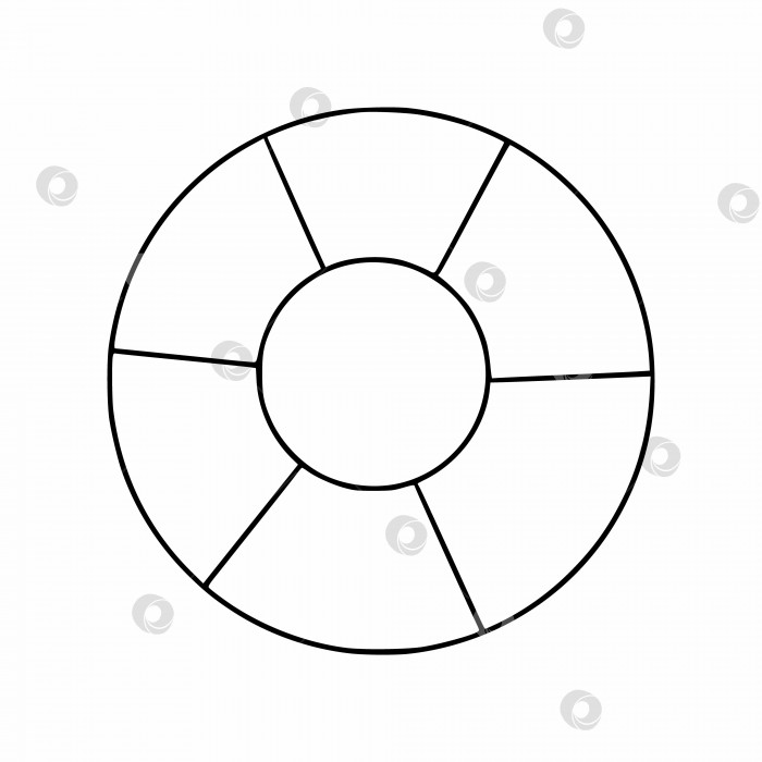 Скачать Спасательный круг, нарисованный контурной линией. Круг для плавания в стиле каракулей. фотосток Ozero