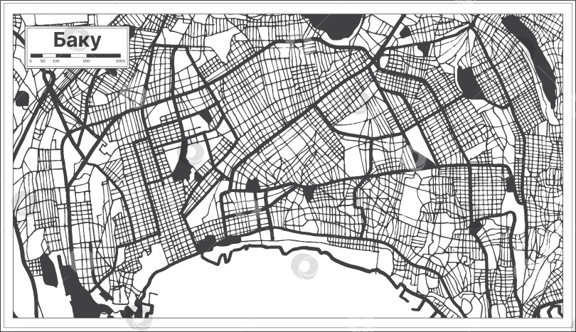 Скачать Карта города Баку. Азербайджан. Карта нарисованная от руки. Скетч. фотосток Ozero