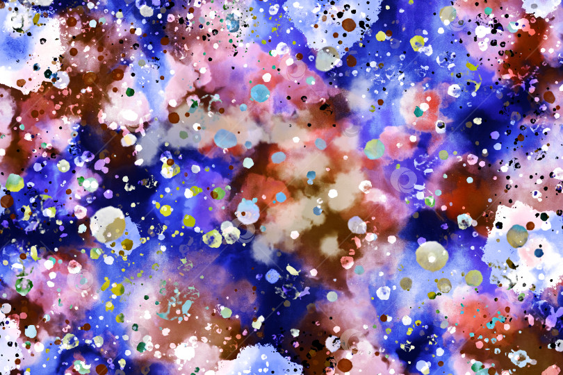 Скачать Абстрактный яркий, радостный, акварельный фон с синими, коричневыми, розовыми пятнами. Иллюстрация. фотосток Ozero