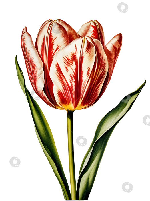 Скачать нарисованный цветок красного тюльпана на белом фоне изолирует фотосток Ozero