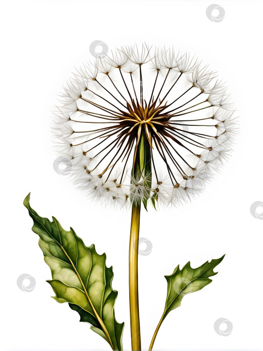 Скачать нарисованный пушистый цветок одуванчика на белом фоне изолирует фотосток Ozero