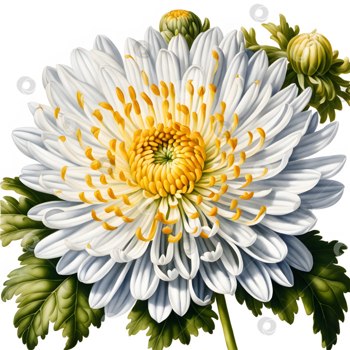 Скачать нарисованный цветок белой хризантемы на белом фоне изолирует фотосток Ozero