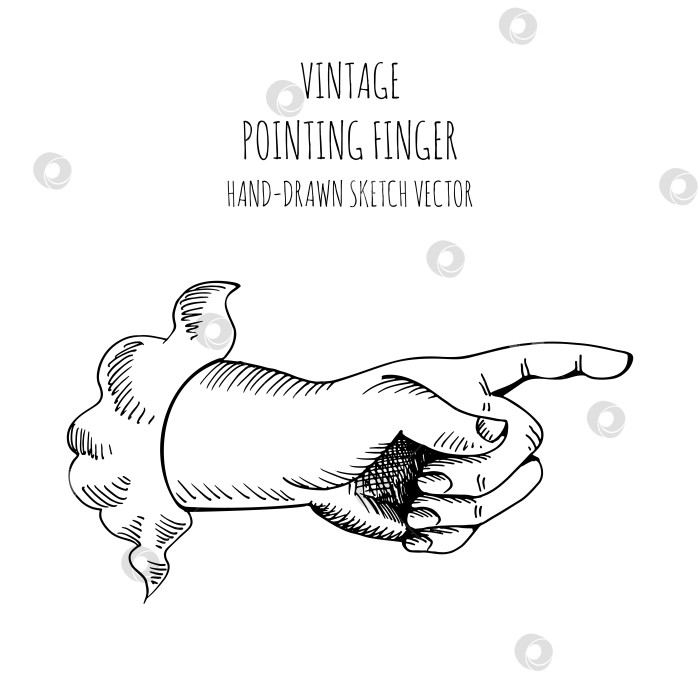 Скачать Жест рукой. Указательный палец. Указывающий палец. Векторный эскиз рисованной иллюстрации фотосток Ozero