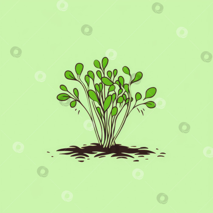 Скачать Простой рисунок микрозеленых растений в стиле логотипа на зеленом фоне фотосток Ozero