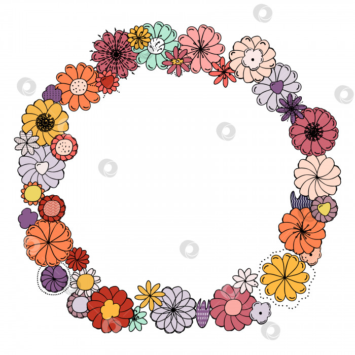 Скачать Векторная иллюстрация летних цветов. Ботанические каракули фотосток Ozero