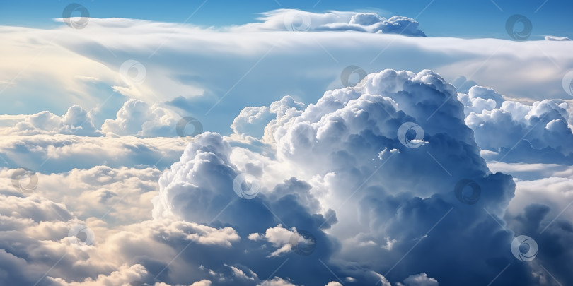 Скачать облачный пейзаж, прекрасный вид с высоты птичьего полета над облаками в солнечный день фотосток Ozero
