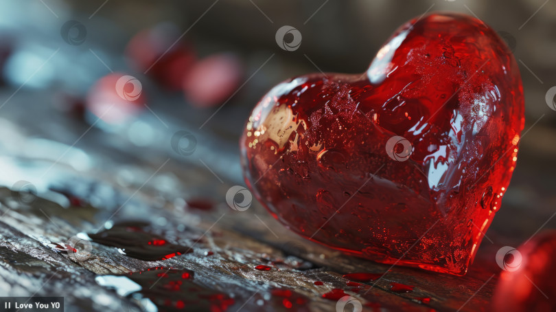 Скачать Красное сердечко изо льда на День Святого Валентина фотосток Ozero