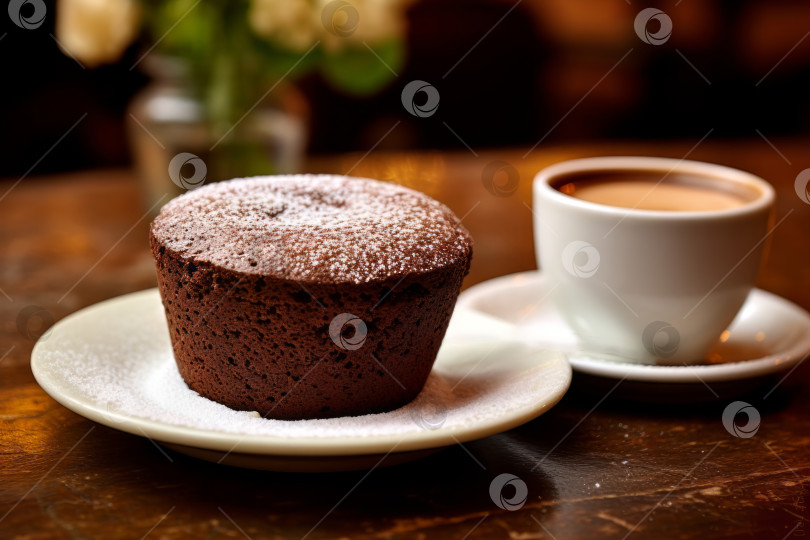 Скачать Торт с шоколадной помадкой, политый шоколадом и чашечкой кофе фотосток Ozero