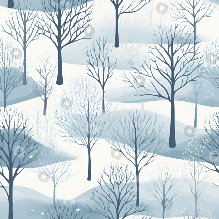 Скачать зимний пейзаж с бесшовным рисунком деревьев фотосток Ozero