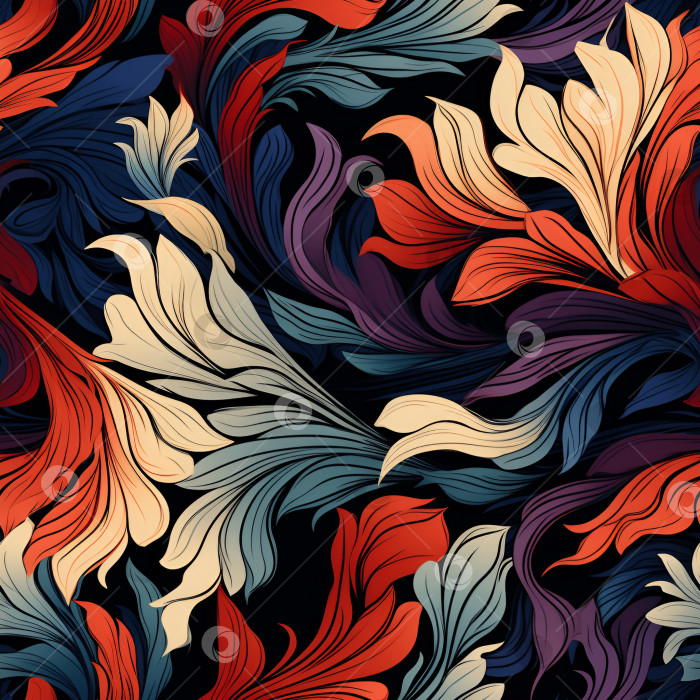 Скачать бесшовный абстрактный узор с цветами фотосток Ozero
