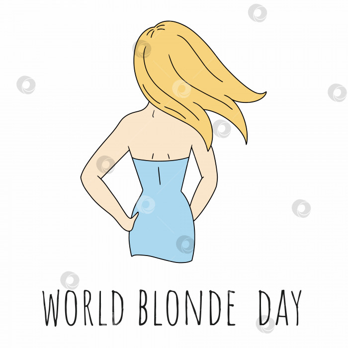 Скачать Красивая девушка со светлыми волосами и надписью world Blonde day. фотосток Ozero