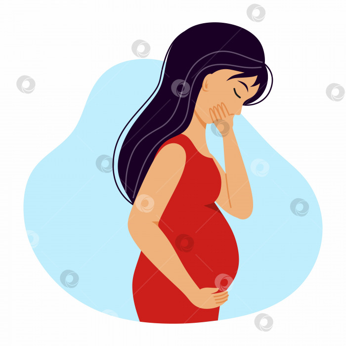 Скачать Беременная женщина страдает от тошноты. Токсикоз во время беременности. фотосток Ozero