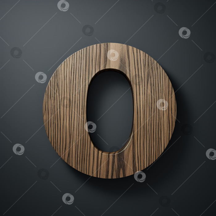Скачать Коричневая буква O из массива дерева, дизайн в стиле алфавитного минимализма. Типографика, логотип на сером фоне фотосток Ozero