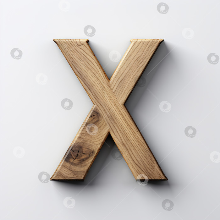Скачать Деревянная буква X, алфавитный минимализм, естественный дизайн. Типографика, логотип на белом фоне фотосток Ozero
