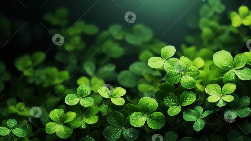 Скачать Зеленый клевер с росой на листьях, концепция дня святого Патрика фотосток Ozero