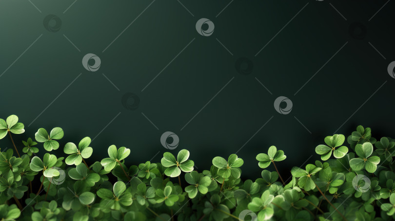 Скачать Зеленые листья клевера на темном фоне с пространством для копирования, концепция дня святого Патрика фотосток Ozero