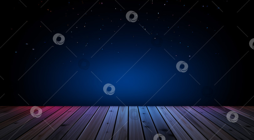 Скачать Стол из досок на фоне ночного неба, сгенерированный искусственным интеллектом фотосток Ozero