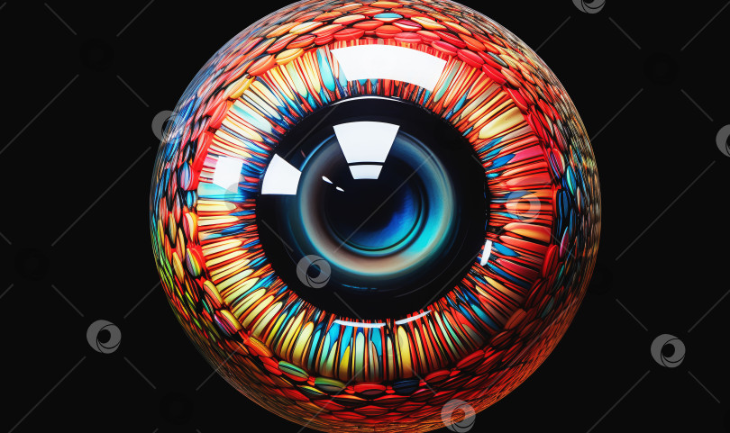 Скачать Иллюстрация человеческого глаза, обрамленного драгоценными камнями, сгенерированная искусственным интеллектом фотосток Ozero