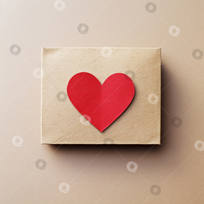 Скачать Поздравительная картонная подарочная коробка с красным сердечком фотосток Ozero