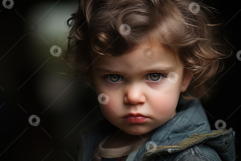 Скачать Серьезно расстроенный кавказский мальчик, эмоциональный портрет детей фотосток Ozero