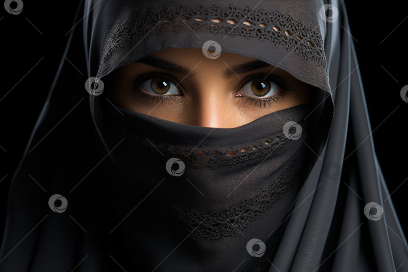 Скачать Красивый женский образ, портрет арабской женщины-мусульманки в хиджабе спереди фотосток Ozero