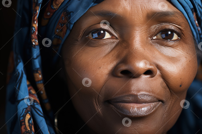 Скачать Африканская женщина в традиционной одежде смотрит в камеру, крупный план ее лица и глаз фотосток Ozero