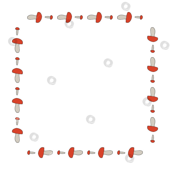 Скачать Квадратная рамка с уютными съедобными грибами на белом фоне. Векторное изображение. фотосток Ozero