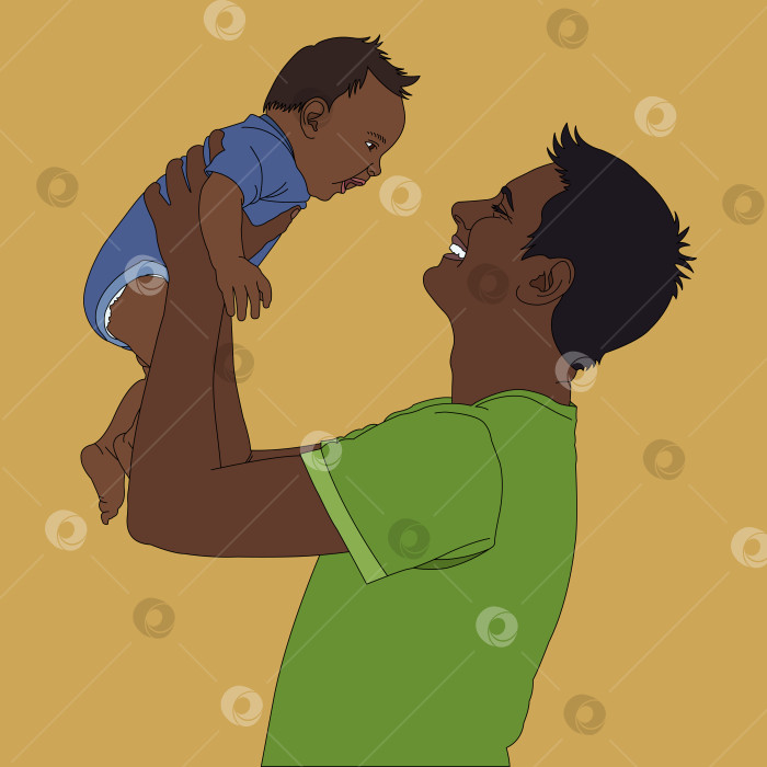Скачать Изображение счастливых отца с ребенком. Мужчина держит любимого малыша на руках фотосток Ozero