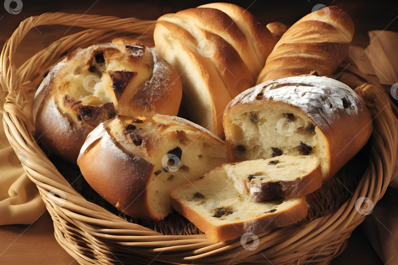 Скачать Кантони итальянская выпечка - хороший продукт в хлебной корзинке фотосток Ozero