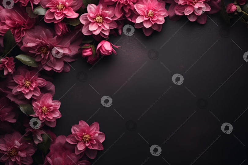 Скачать Цветочный фон. Весенние розовые цветы, выделенные на черном фоне фотосток Ozero