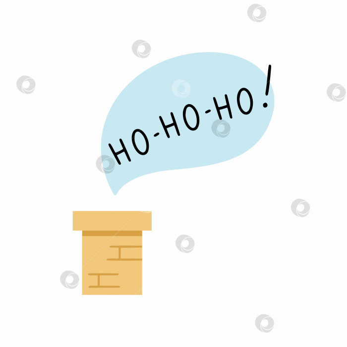 Скачать Дымоход и надпись "Хо-хо-хо". Векторный значок для праздника Рождества и нового года. фотосток Ozero