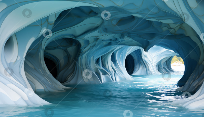 Скачать прибрежная мраморная пещера с бирюзово-чистой водой фотосток Ozero