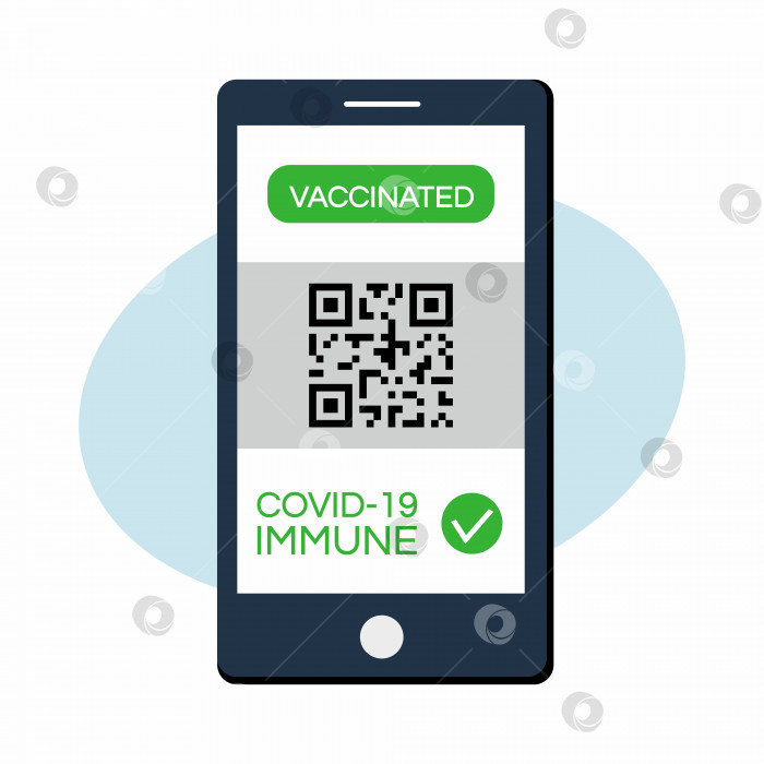 Скачать Паспорт на прививку с QR-кодом на вашем смартфоне. Сертификат о прививке от коронавируса covid-19. Мобильное приложение. фотосток Ozero