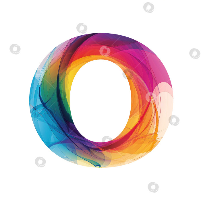 Скачать Буква O радужной цветовой палитры, минимализм текстового шрифта логотипа на белом фоне фотосток Ozero