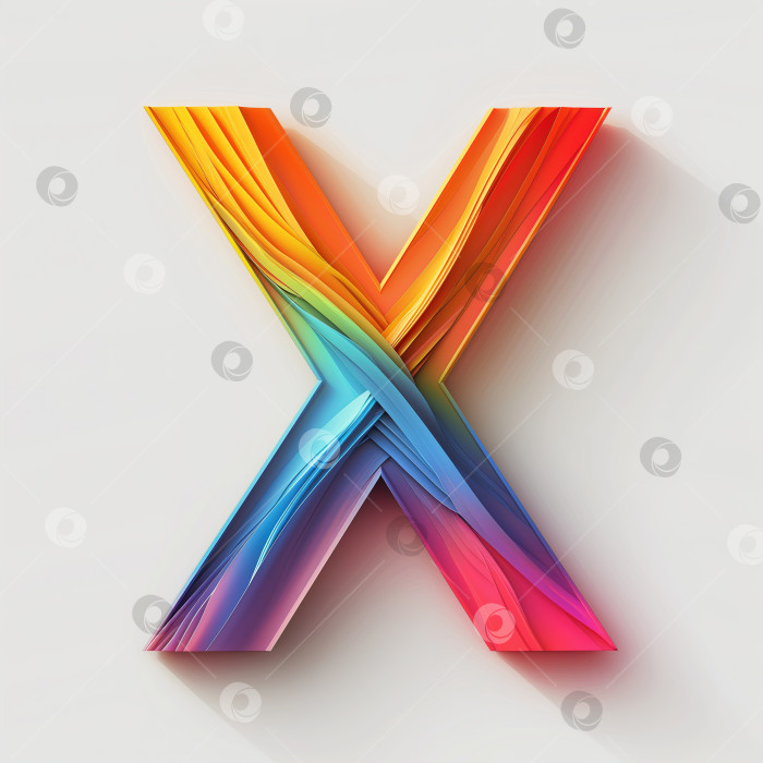 Скачать Буква X радужная цветовая палитра, минимализм текстового шрифта логотипа фотосток Ozero