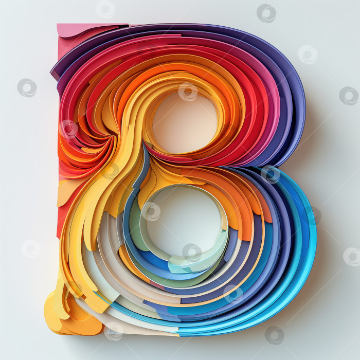 Скачать Буква B радужной цветовой палитры, красочный шрифт логотипа в минимализме на белом фоне фотосток Ozero