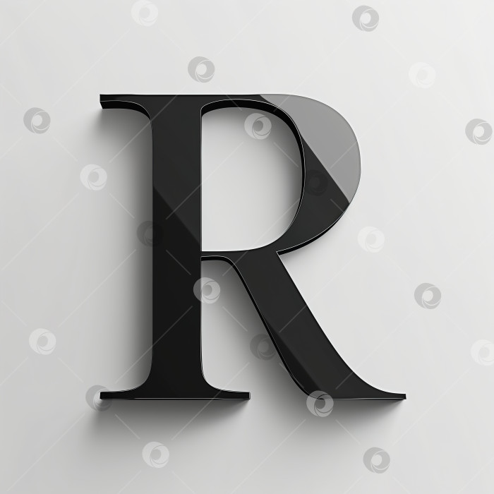Скачать Логотип с черной буквой R шрифтом, выполненный в стиле минимализма на сером фоне фотосток Ozero