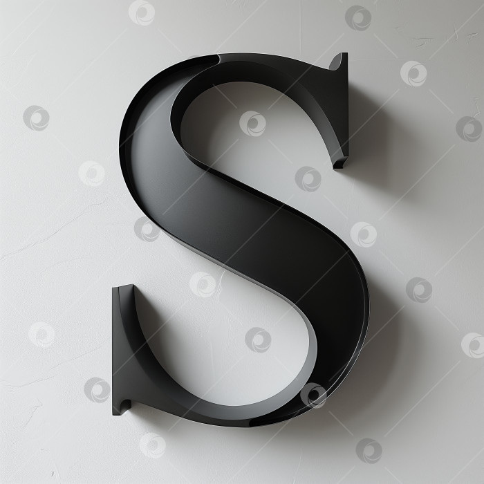 Скачать Логотип с черной буквой S шрифтом, выполненный в стиле минимализма на сером фоне фотосток Ozero