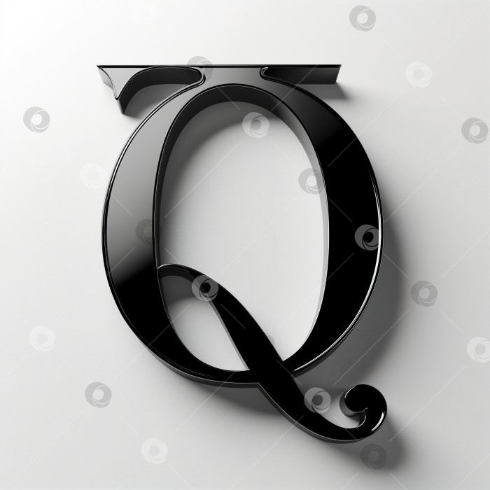 Скачать Логотип с черной буквой Q шрифтом, выполненный в стиле минимализма на сером фоне фотосток Ozero